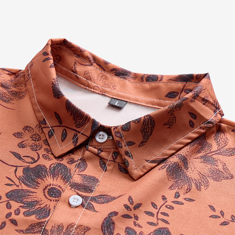 Men's Holiday Floral Print Short Sleeve Casual Shirt - image 8