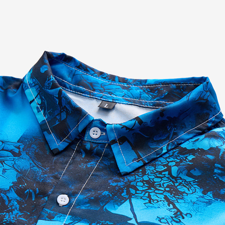 Men's Dark Floral Print Short Sleeve Holiday Shirt - image 6