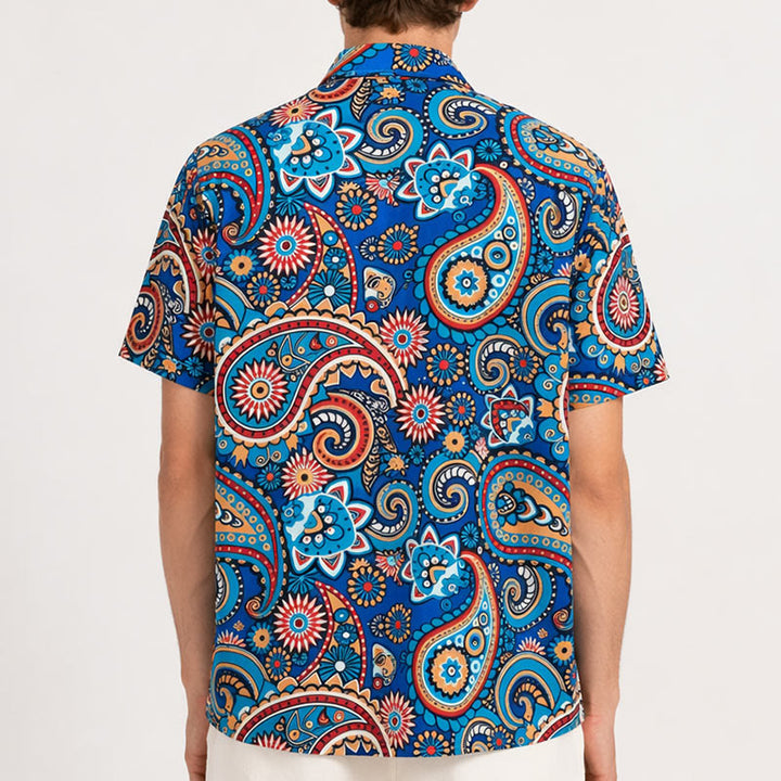 Teal Bohemian All-Over Paisley Vacation Shirt - image 3