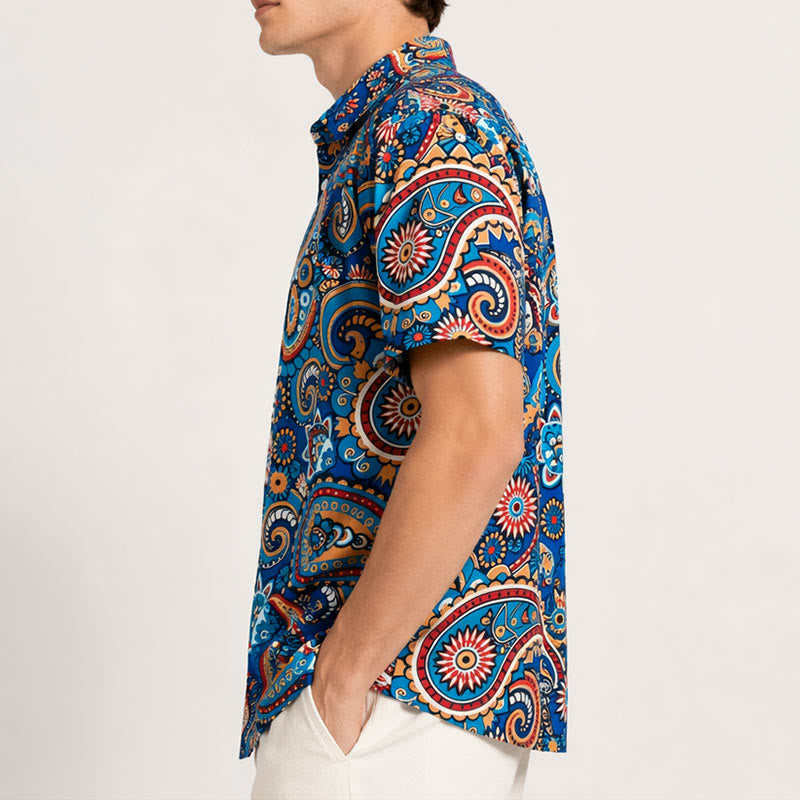 Teal Bohemian All-Over Paisley Vacation Shirt - image 2
