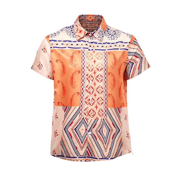 Earth-Tone Floral & Geometric Print Summer Shirt - image 8