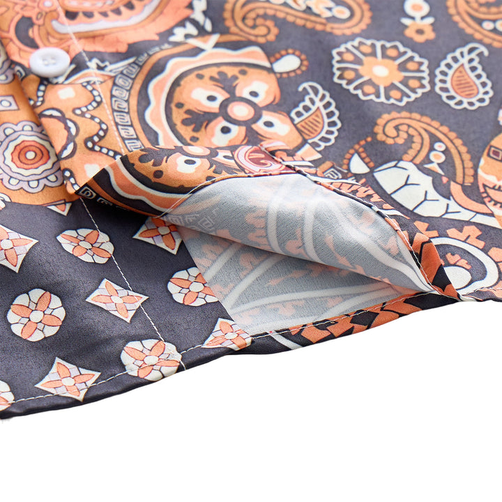 Deep Brown Patchwork Paisley Print Casual Shirt - image 7