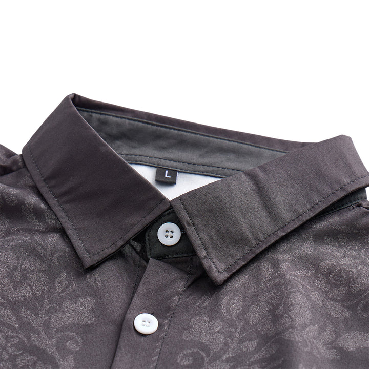 Men's Black Floral Print Western Yoke Dress Shirt - image 4