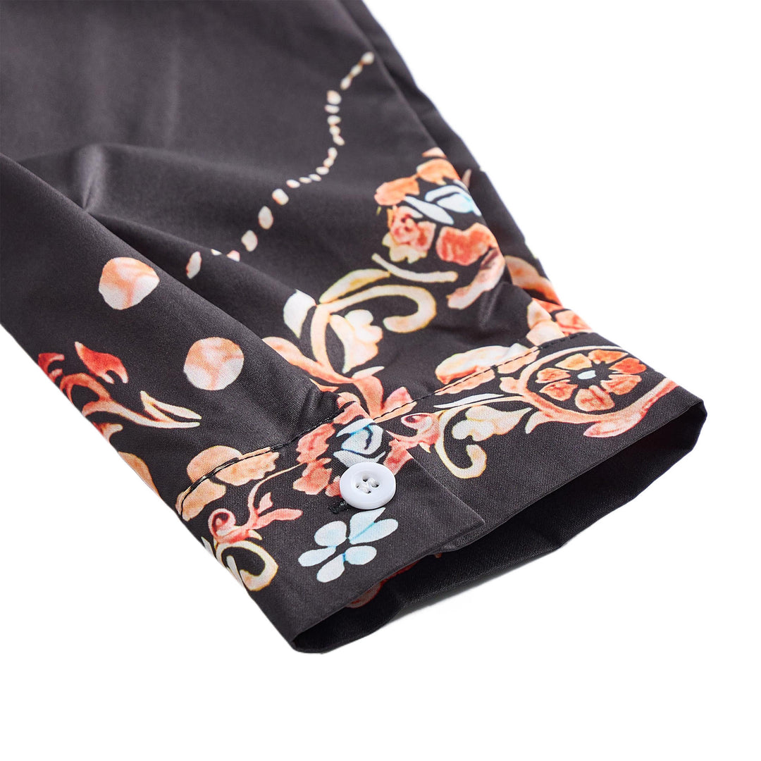 Men's Rodeo Style Black & Red Floral Print Dress Shirt - image 7