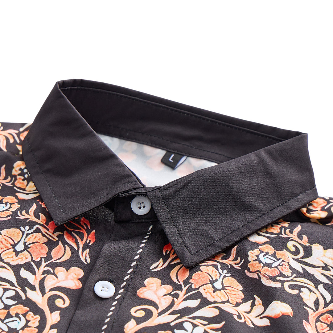 Men's Rodeo Style Black & Red Floral Print Dress Shirt - image 4