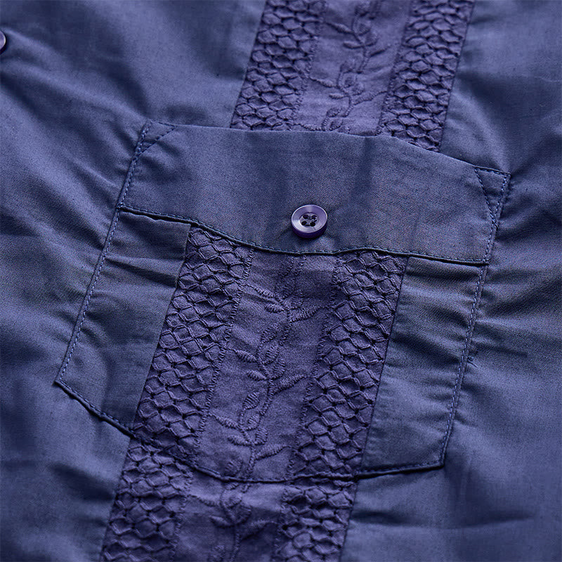 Modern Cuban-Inspired Embroidered Casual Shirt - image 12
