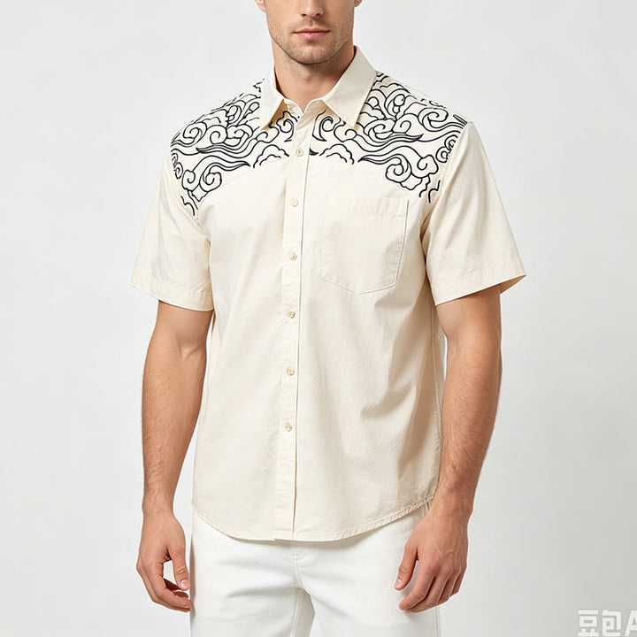 Streetwear Cloud Embroidery Short-Sleeve Shirt - image 2