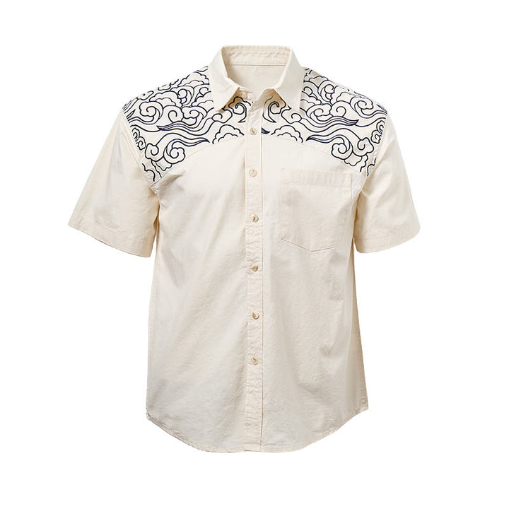 Streetwear Cloud Embroidery Short-Sleeve Shirt - image 17