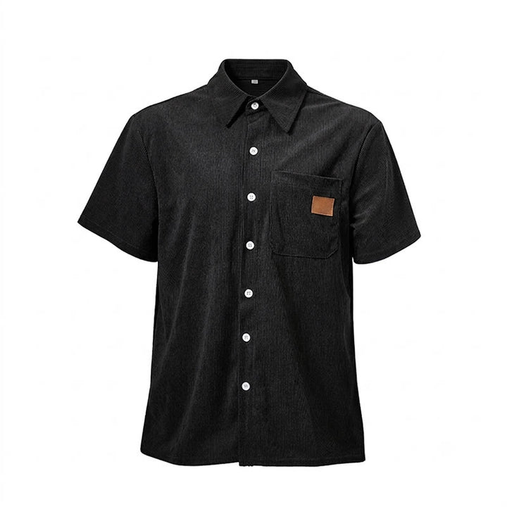 Men's Retro Workwear Corduroy Shirt With Leather Label Pocket  - image 16