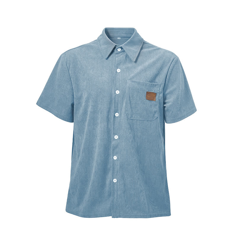 Men's Retro Workwear Corduroy Shirt With Leather Label Pocket  - image 18