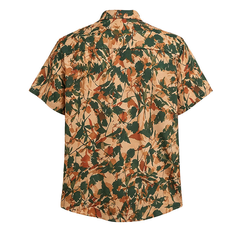 Men's Earthy Green & Beige Botanical Leaf Print Shirt - image 5