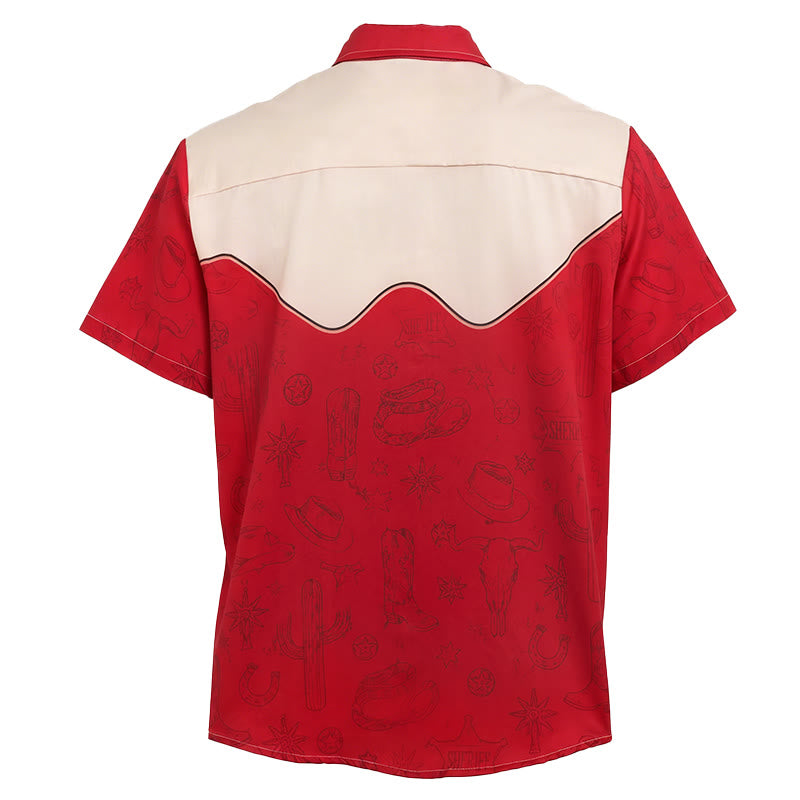 Men's Vintage Cactus & Cat Western Themed Print Shirt - image 5