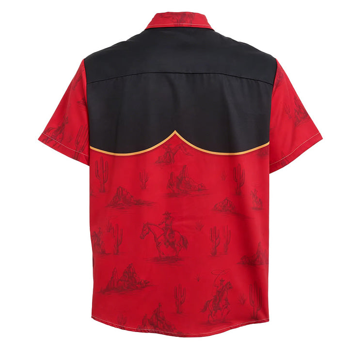 Men's Weirdcore Novelty Alien Cat Western Themed Print Shirt - image 5