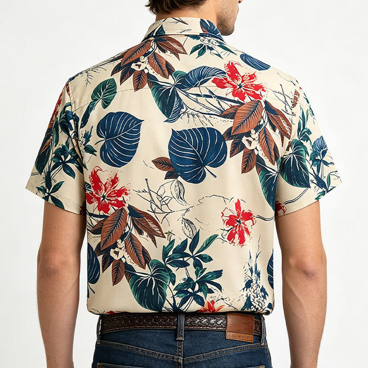 Men's Cream Tropical Nature Botanical Print Shirt - image 3