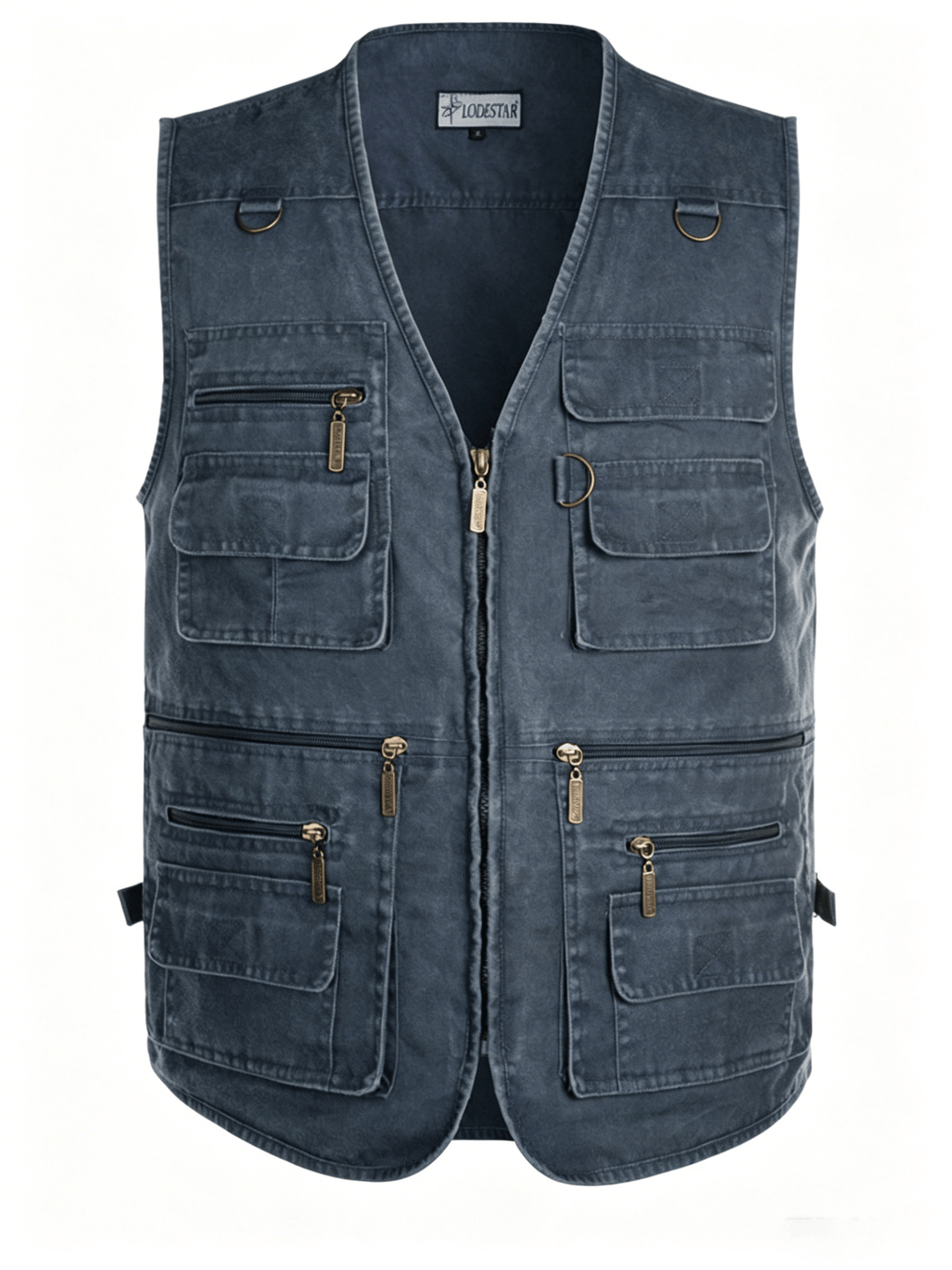 Men's Washed Canvas Outdoor Vest With Multiple Zipper Pockets - image 11