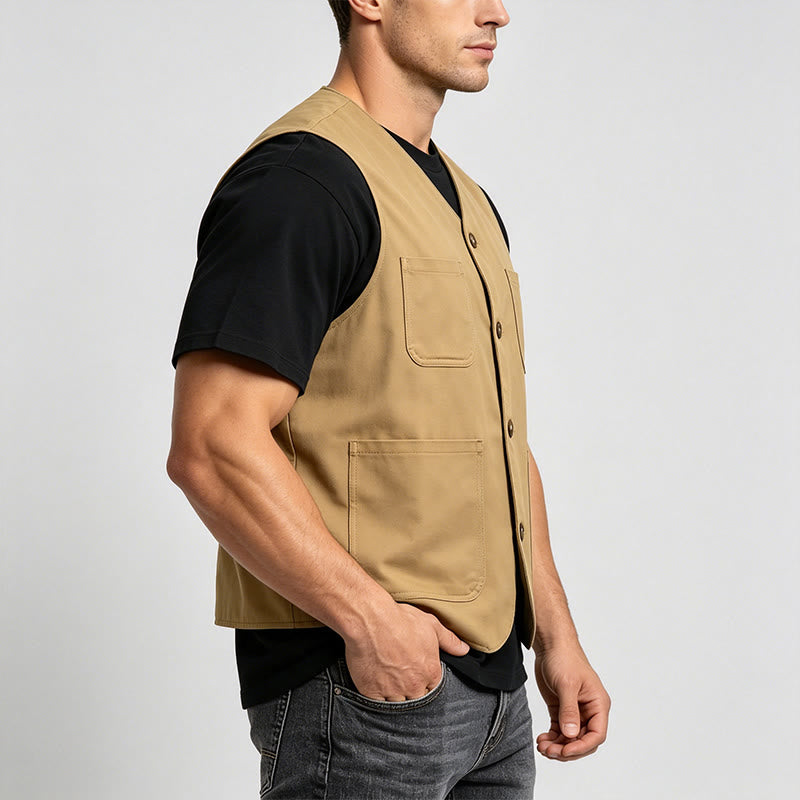 Men's Button-Up Workwear Lightweight Outdoor Vest - image 2