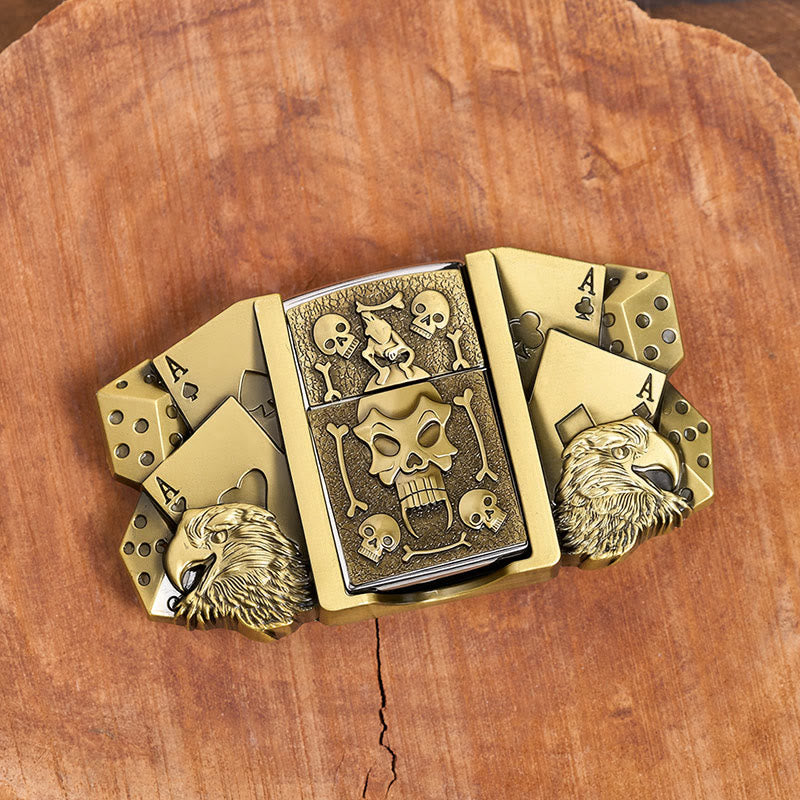 Men's DIY Eagle Dice Skull Leather Belt With Hidden Lighter - image 8
