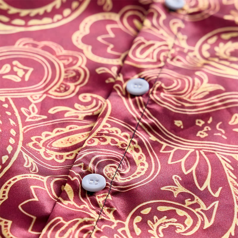 Men's Shiny Luxury Vintage Paisley Pattern Dressy Shirt - image 7