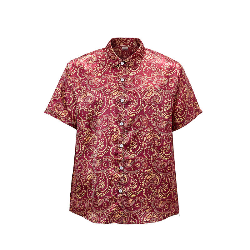 Men's Shiny Luxury Vintage Paisley Pattern Dressy Shirt - image 10