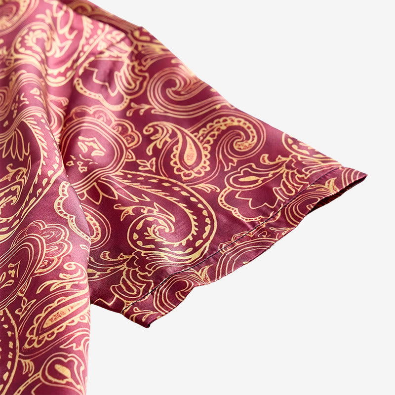 Men's Shiny Luxury Vintage Paisley Pattern Dressy Shirt - image 9