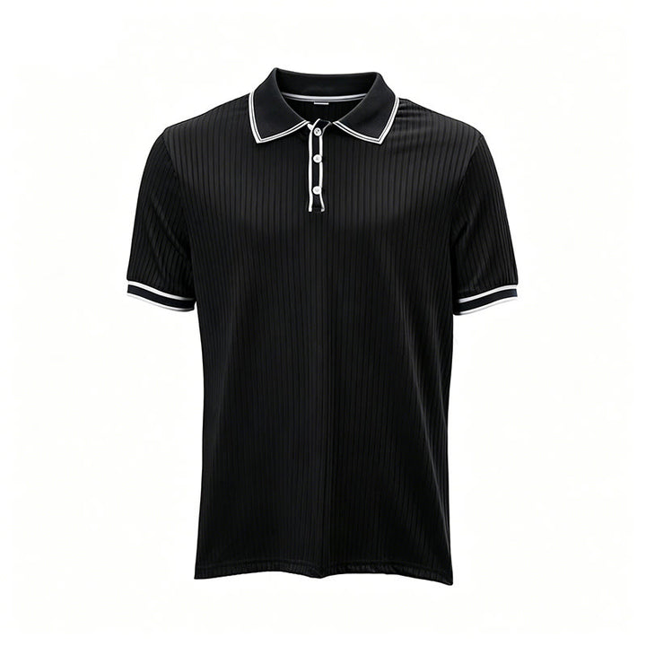 Men's Minimalist Trimmed Collar & Cuffs Knit Polo Shirt - image 18