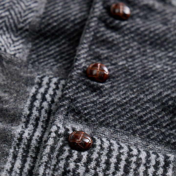 Men's Gray Patchwork Herringbone & Houndstooth Pattern Suit Vest - image 5