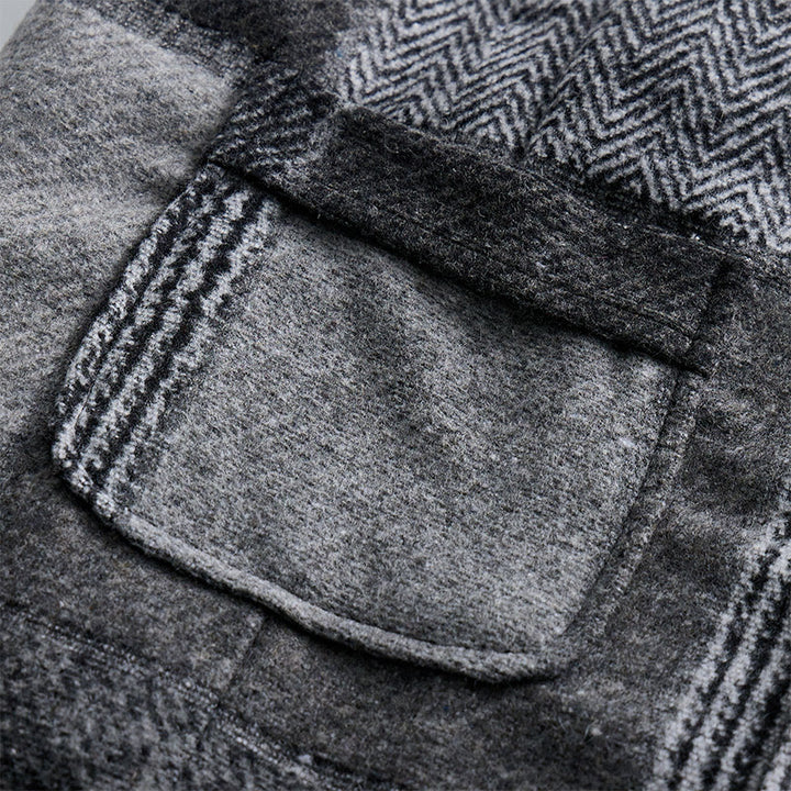 Men's Gray Patchwork Herringbone & Houndstooth Pattern Suit Vest - image 5