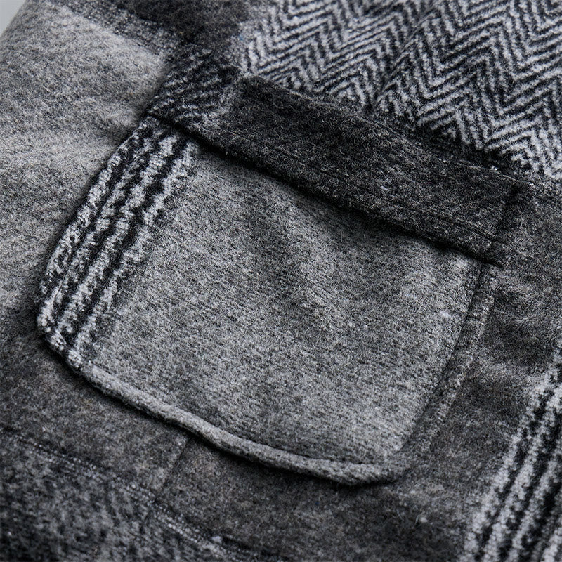 Men's Gray Patchwork Herringbone & Houndstooth Pattern Suit Vest - image 6