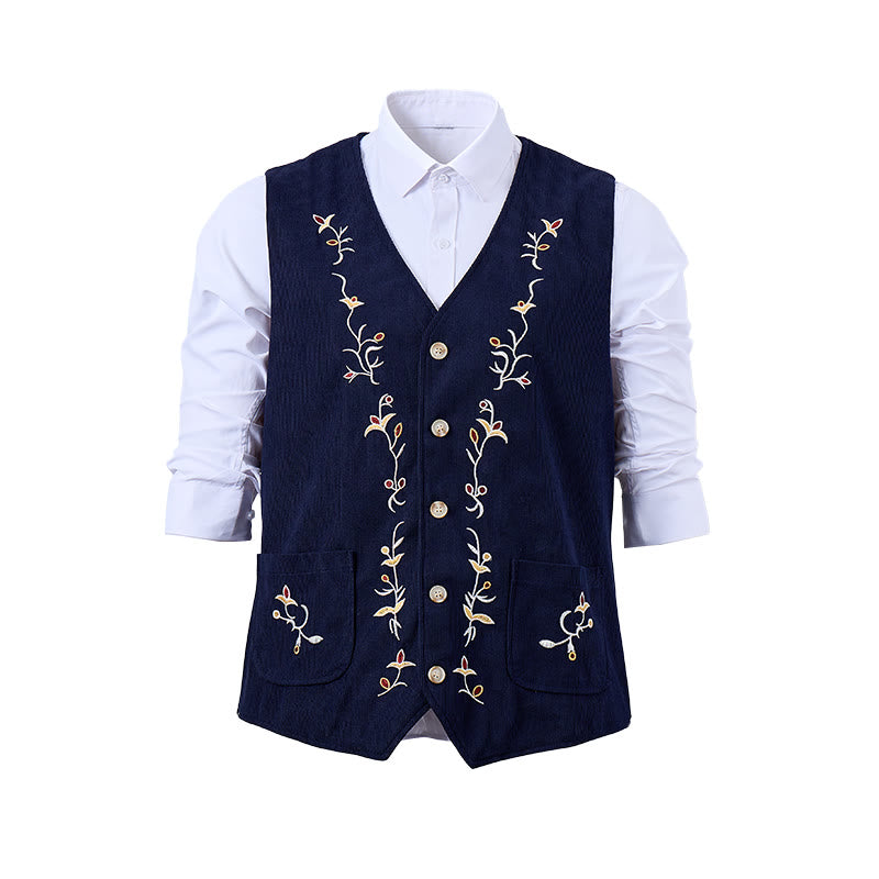 Men's Elegant Floral Vine Embroidered Suit Vest - image 11