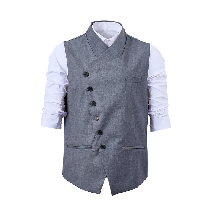 Men's Modern Tailored Asymmetric Lapel Formal Suit Vest - image 10