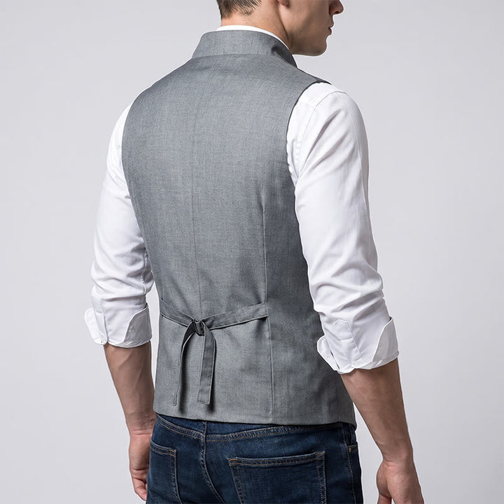 Men's Modern Tailored Asymmetric Lapel Formal Suit Vest - image 3