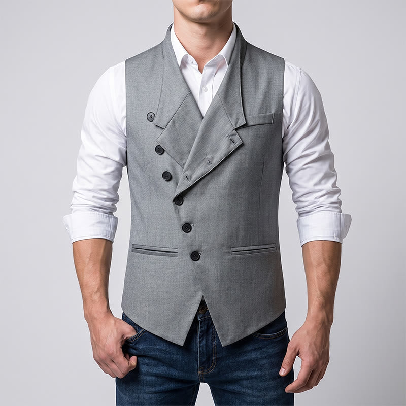 Men's Modern Tailored Asymmetric Lapel Formal Suit Vest - image 1