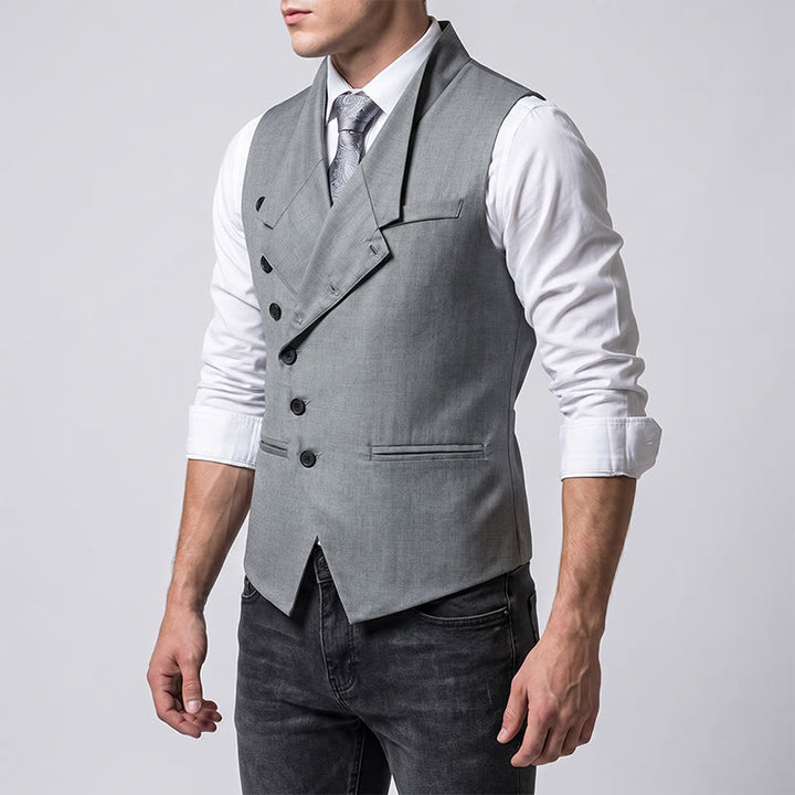 Men's Modern Tailored Asymmetric Lapel Formal Suit Vest - image 3