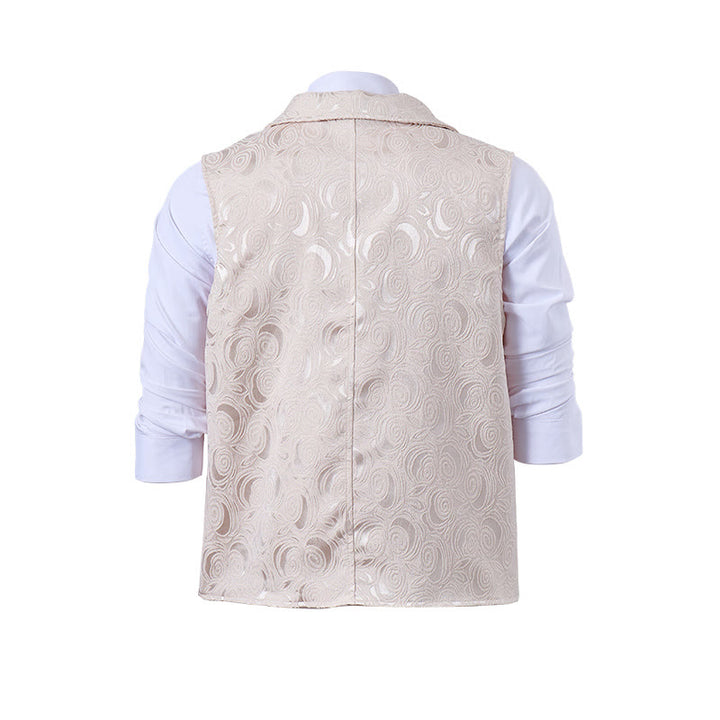 Men's Double-Breasted Floral Jacquard Suit Vest With Chain Detail - image 11