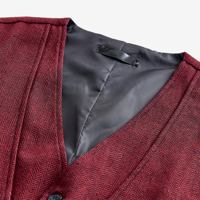 Men's Refined Layered-Look Herringbone Suit Vest - image 6