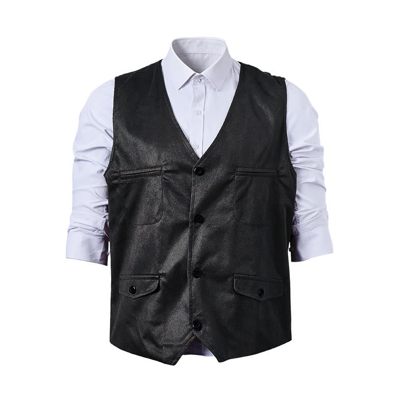 Men's Faux Suede Single-Breasted Western Suit Vest - image 11