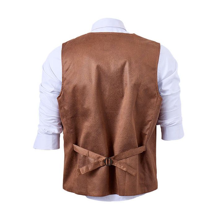Men's Faux Suede Single-Breasted Western Suit Vest - image 10