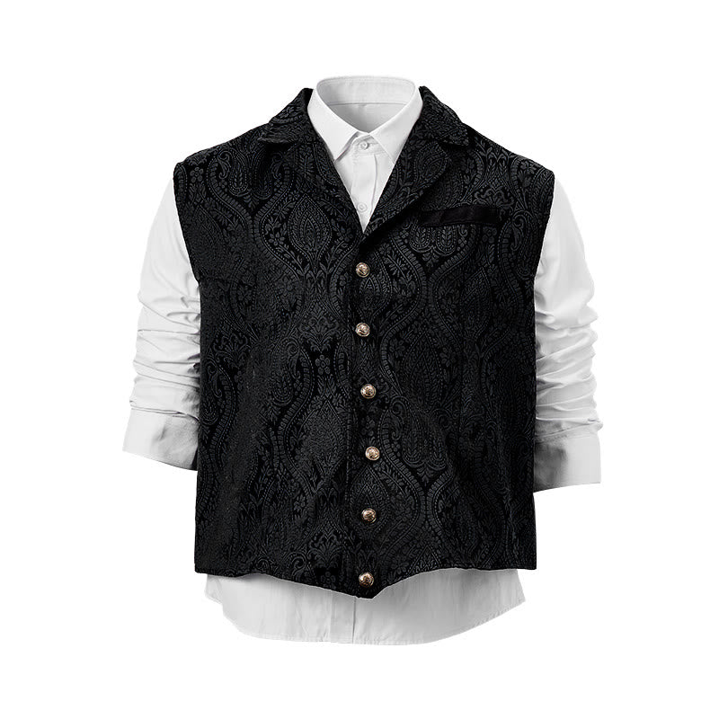 Men's Victorian-Inspired Paisley Jacquard Notch Lapel Suit Vest - image 17