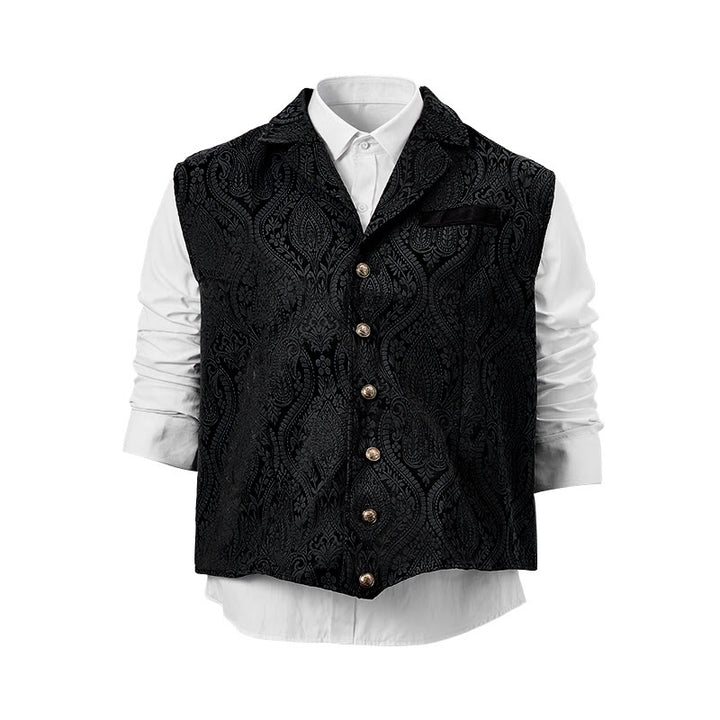 Men's Victorian-Inspired Paisley Jacquard Notch Lapel Suit Vest - image 19