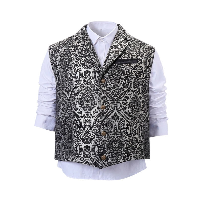 Men's Victorian-Inspired Paisley Jacquard Notch Lapel Suit Vest - image 20