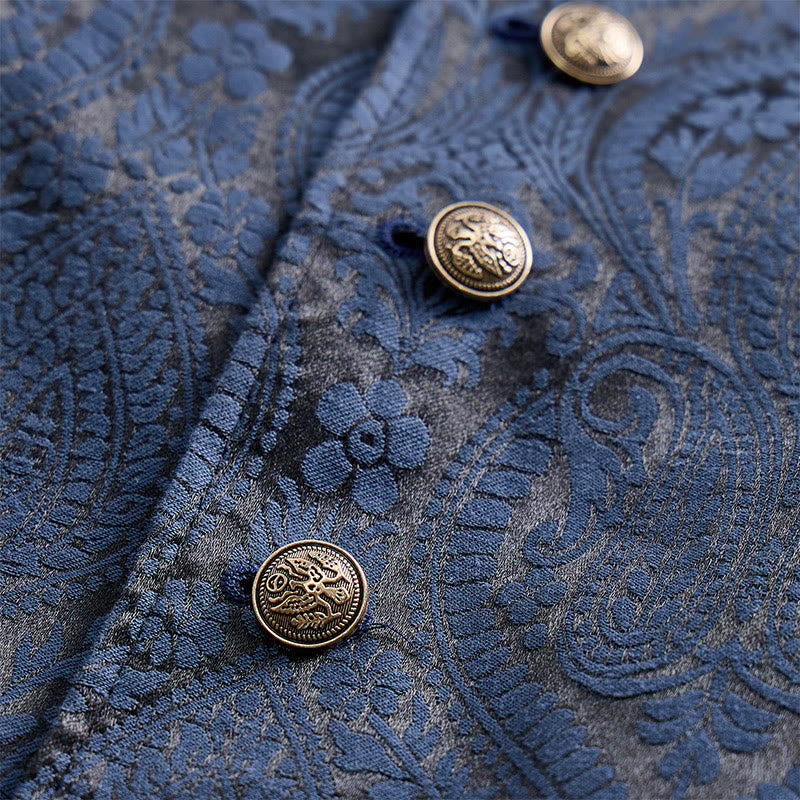 Men's Victorian-Inspired Paisley Jacquard Notch Lapel Suit Vest - image 11