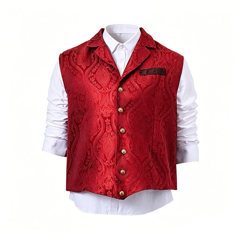 Men's Victorian-Inspired Paisley Jacquard Notch Lapel Suit Vest - image 18