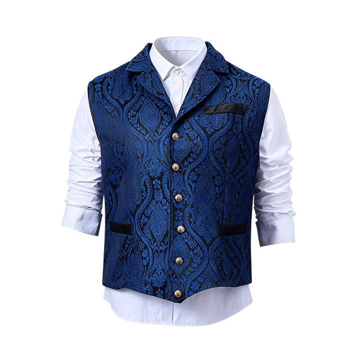 Men's Victorian-Inspired Paisley Jacquard Notch Lapel Suit Vest - image 22