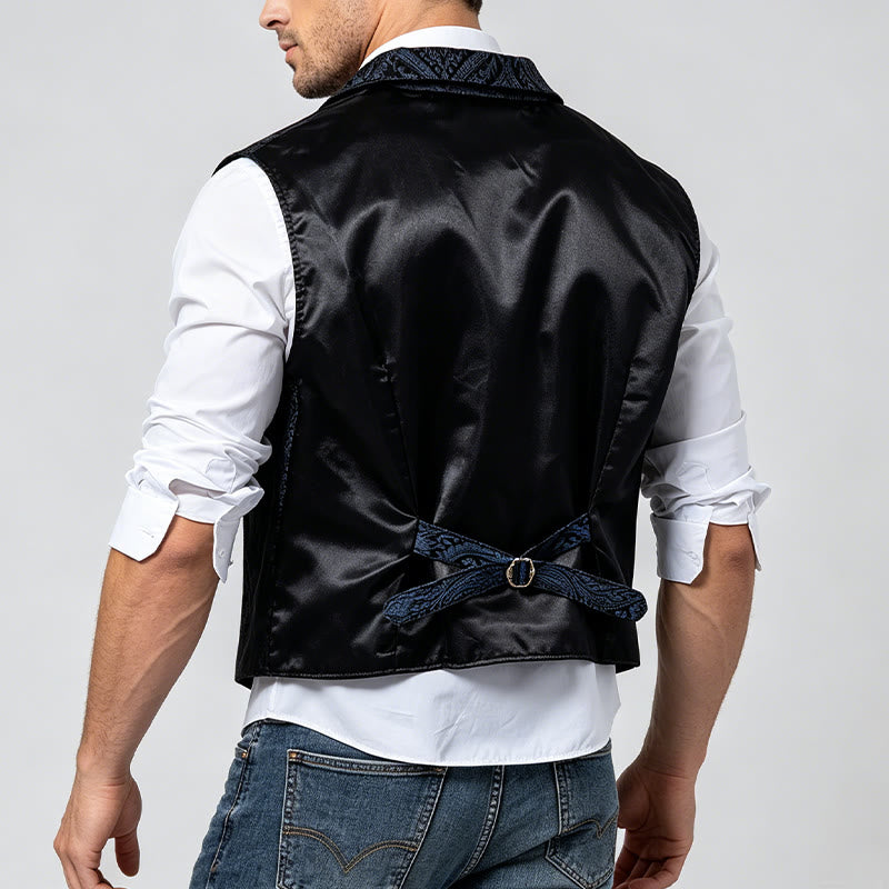 Men's Victorian-Inspired Paisley Jacquard Notch Lapel Suit Vest - image 4