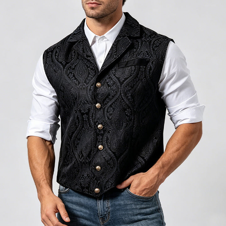 Men's Victorian-Inspired Paisley Jacquard Notch Lapel Suit Vest - image 3