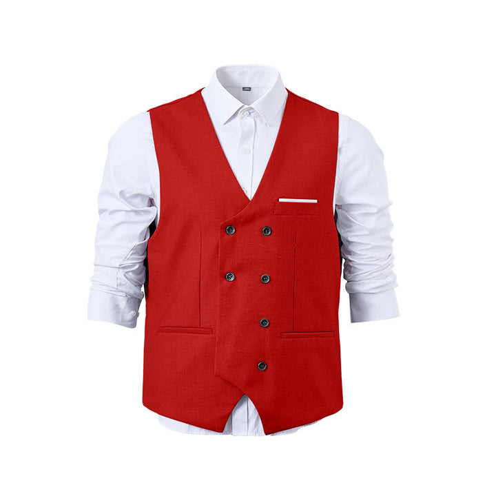 Men's Solid Color Double-Breasted Tuxedo Style Suit Vest - image 27