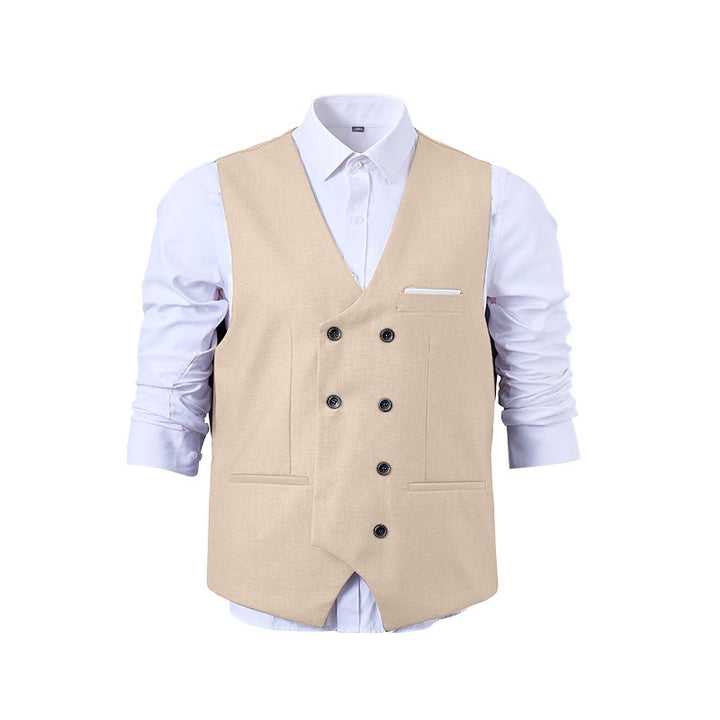 Men's Solid Color Double-Breasted Tuxedo Style Suit Vest - image 24