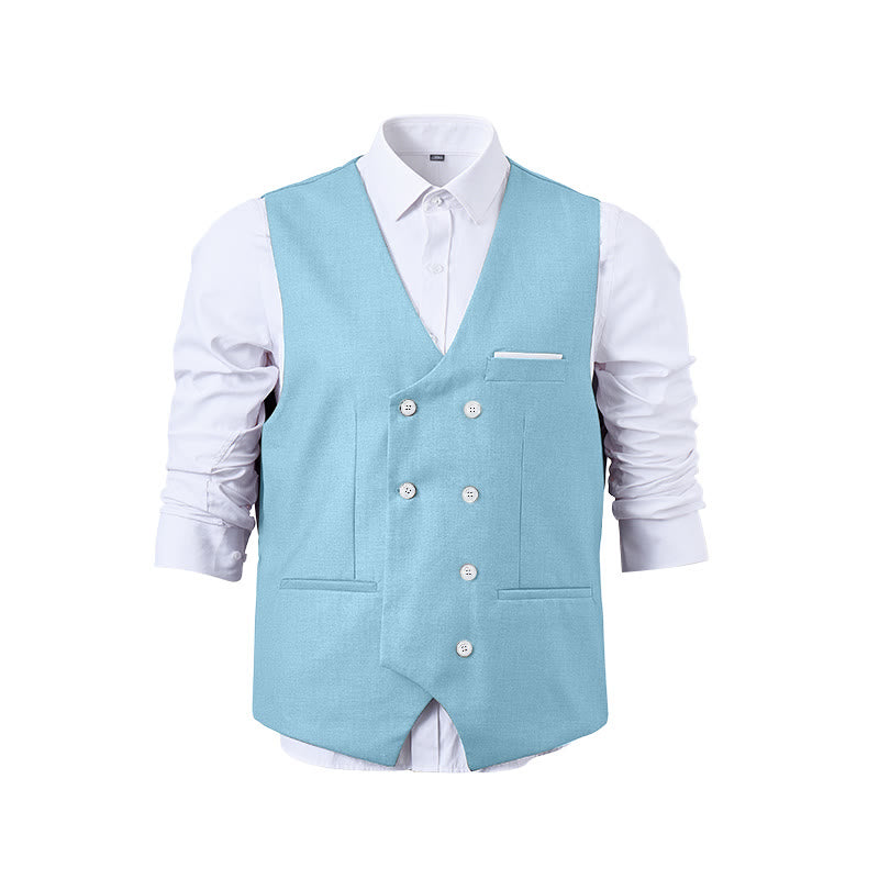 Men's Solid Color Double-Breasted Tuxedo Style Suit Vest - image 30