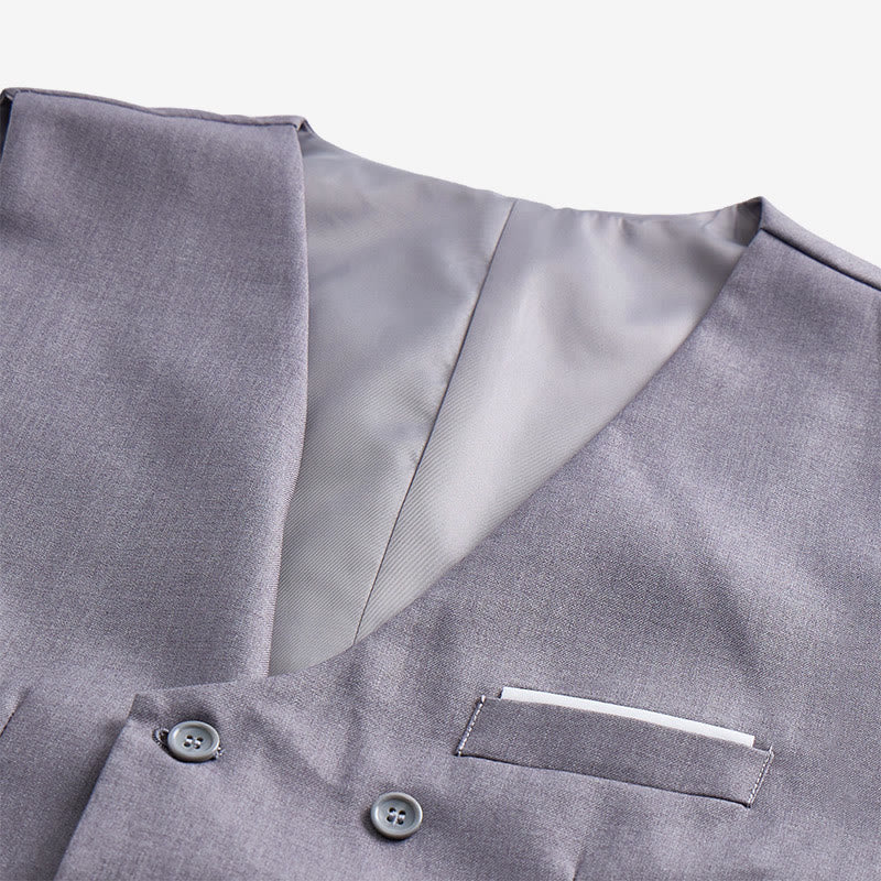 Men's Solid Color Double-Breasted Tuxedo Style Suit Vest - image 17