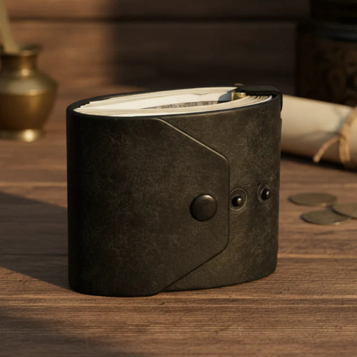 Minimalist Edc Leather Cash Scroll Wallet With Snap Closure - image 0